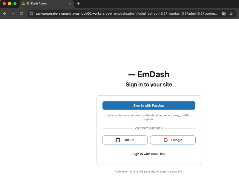 URL直打ちで管理画面のログインページが表示される