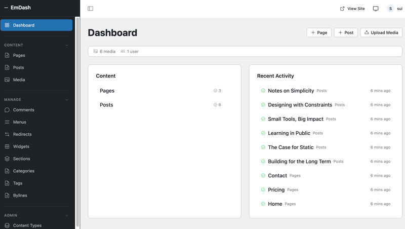 管理画面ダッシュボード